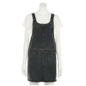 Scoop Front Pinafore Dress, Washed Black